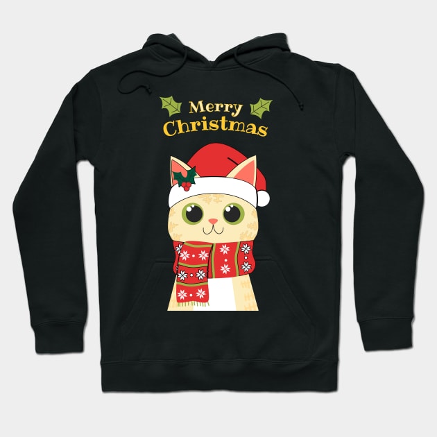 Meowy Christmas Merry Christmas Cat Hoodie by AvocadoShop